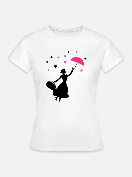 frau_regenschirm_02 - Frauen T-Shirt - Weiß