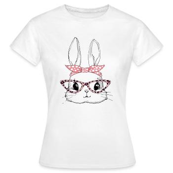Hase süß Osterhase mit Leo - Print Brille - Frauen T-Shirt - Weiß - Vorne - AI Model Female 172 dark (172cm)