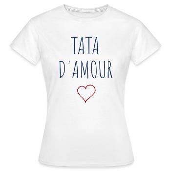 TATA D'AMOUR COEUR - T-shirt Femme - blanc - Devant - AI Model Female 172 dark (172cm)
