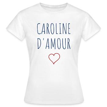 CAROLINE d'amour COEUR - T-shirt Femme - blanc - Devant - AI Model Female 172 dark (172cm)