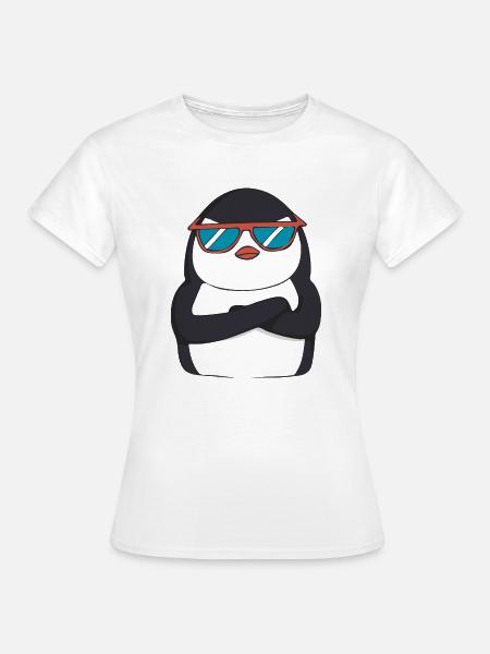 Pinguin mit Sonnenbrille - Frauen T-Shirt - Weiß