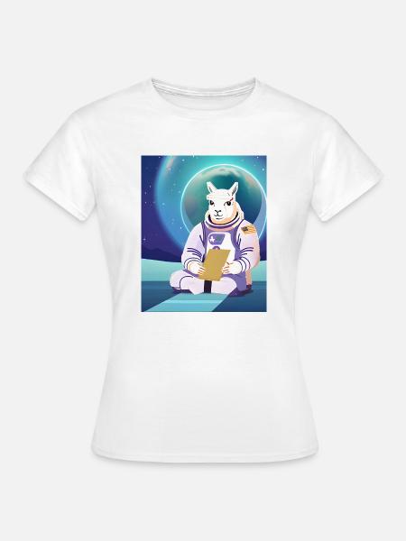 Lama Space - Frauen T-Shirt - Weiß