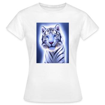 majestueux tigre blanc portrait peinture animal - T-shirt Femme - blanc - Devant - AI Model Female 172 dark (172cm)