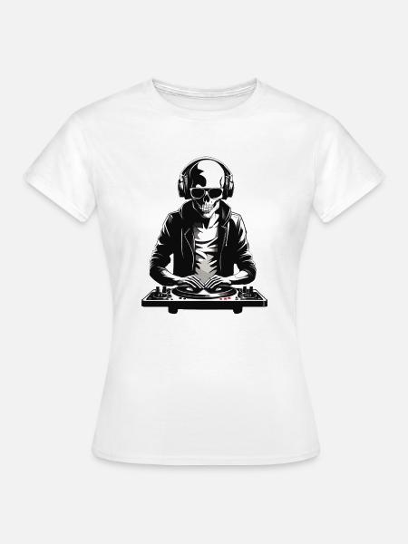 Skelleton DJ in b/w - Frauen T-Shirt - Weiß
