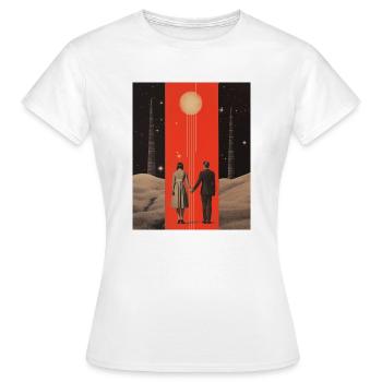 Zum Mond und zurück Collage - Frauen T-Shirt - Weiß - Vorne - AI Model Female 172 dark (172cm)