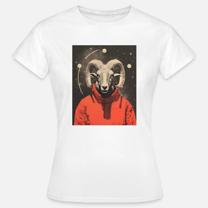 Aries Ram Surrealistic Collage - Women's T-Shirt - white