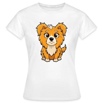 Neugieriger tibetischer Spaniel-Hund Kunstdruck - Frauen T-Shirt - Weiß - Vorne - AI Model Female 172 dark (172cm)