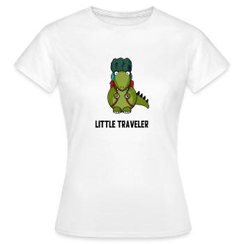 Kleiner Reisender Dino Shirt - Frauen T-Shirt - Weiß - Vorne - AI Model Female 172 dark (172cm)