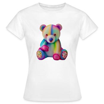 Mehrfarbiger Teddybär - Frauen T-Shirt - Weiß - Vorne - AI Model Female 172 dark (172cm)