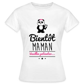 Bientôt maman, future mère, Grossesse - T-shirt Femme - blanc - Devant - AI Model Female 172 dark (172cm)