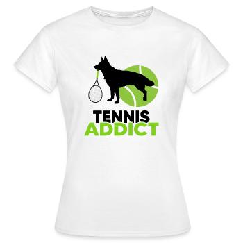 Tennis Tennis Match « Tennis & Dog » Accro au tennis - T-shirt Femme - blanc - Devant - AI Model Female 172 dark (172cm)