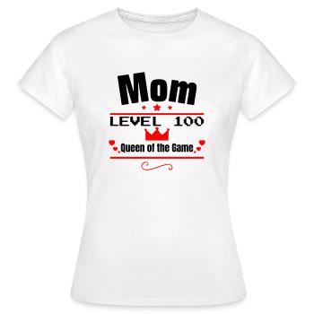 Mom Level 100: Queen of the Game, Mother's Day Gift - Women's T-Shirt - white - Front - AI Model Female 172 dark (172cm)