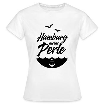 HAMBURG PERLE MEINE - Frauen T-Shirt - Weiß - Vorne - AI Model Female 172 dark (172cm)