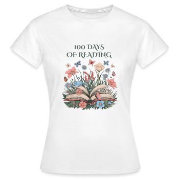 100 Tage Lesen – eine inspirierende literarische Reise - Frauen T-Shirt - Weiß - Vorne - AI Model Female 172 dark (172cm)