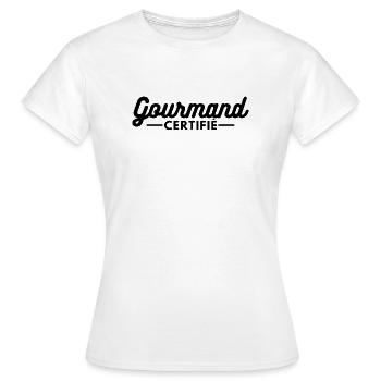 Gourmand certifié - T-shirt Femme - blanc - Devant - AI Model Female 172 dark (172cm)