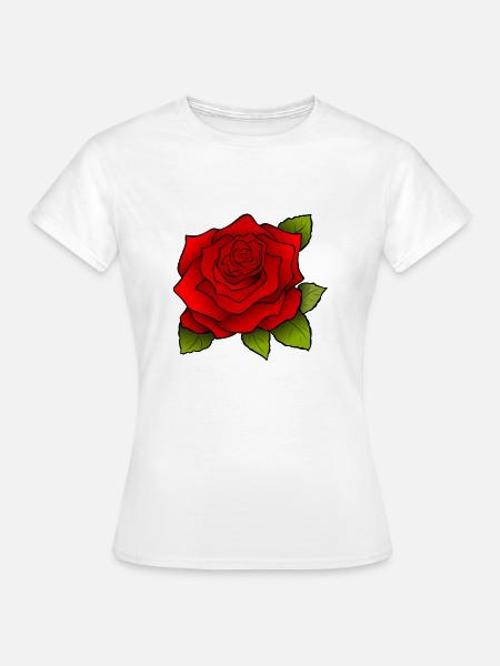 Rote Rose - Frauen T-Shirt - Weiß