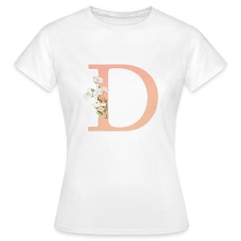 D monogramme, minimal, pastel, floral - T-shirt Femme - blanc - Devant - AI Model Female 172 dark (172cm)