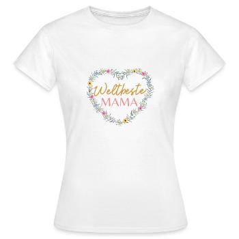 Weltbeste Mama! Herz- Blumen Design - Frauen T-Shirt - Weiß - Vorne - AI Model Female 172 dark (172cm)