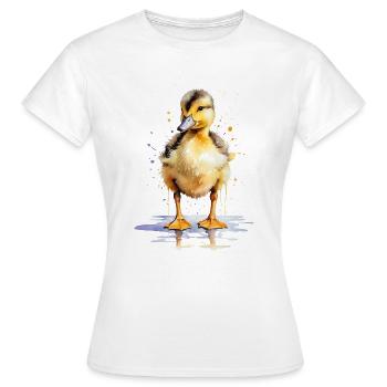 Aquarell-Niedlichkeit: Malen Sie ein verspieltes Entlein - Frauen T-Shirt - Weiß - Vorne - AI Model Female 172 dark (172cm)