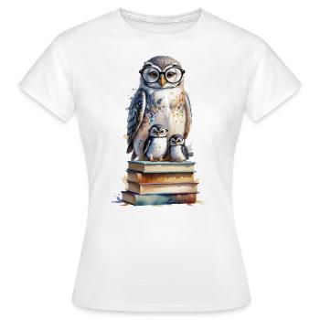Hibou érudit - Aquarelle - T-shirt Femme - blanc - Devant - AI Model Female 172 dark (172cm)