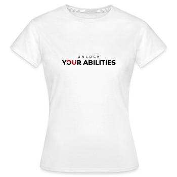 Débloquez vos capacités Premium - T-shirt Femme - blanc - Devant - AI Model Female 172 dark (172cm)