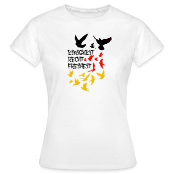 einigkeit ,recht ,freiheit,deutschland,tauben - Frauen T-Shirt - Weiß - Vorne - AI Model Female 172 dark (172cm)