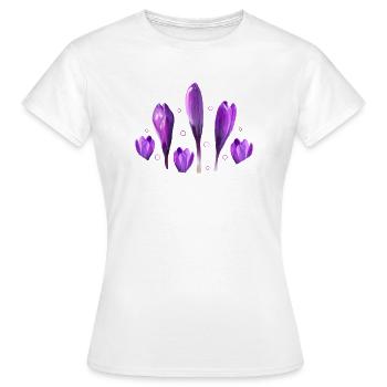 Crocus, Printemps, Signes Annonciateurs du Printemps - T-shirt Femme - blanc - Devant - AI Model Female 172 dark (172cm)