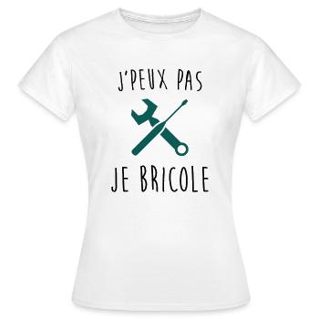j'peux pas je bricole - T-shirt Femme - blanc - Devant - AI Model Female 172 dark (172cm)