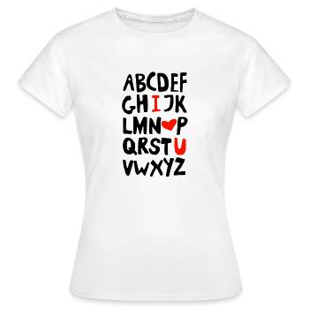 I love you - Ich liebe Dich - Alphabet - ABC - Frauen T-Shirt - Weiß - Vorne - AI Model Female 172 dark (172cm)