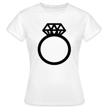 bague de fiançailles bague en diamant motif anneau de mariage Clipart - T-shirt Femme - blanc - Devant - AI Model Female 172 dark (172cm)