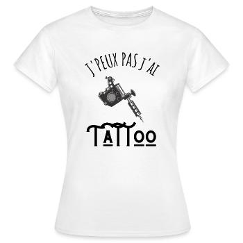 je peux pas j'ai tattoo - T-shirt Femme - blanc - Devant - AI Model Female 172 dark (172cm)