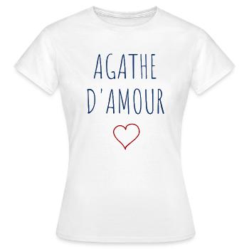 AGATHE d'amour - COEUR - T-shirt Femme - blanc - Devant - AI Model Female 172 dark (172cm)