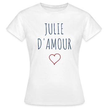 JULIE d'amour - COEUR - T-shirt Femme - blanc - Devant - AI Model Female 172 dark (172cm)