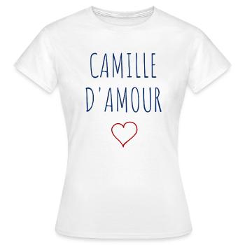 CAMILLE d'amour - COEUR - T-shirt Femme - blanc - Devant - AI Model Female 172 dark (172cm)