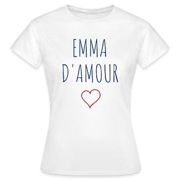 EMMA d'amour - COEUR - T-shirt Femme - blanc - Devant - AI Model Female 172 dark (172cm)
