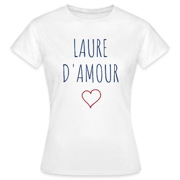 LAURE d'amour - COEUR - T-shirt Femme - blanc - Devant - AI Model Female 172 dark (172cm)