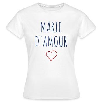 MARIE d'amour - COEUR - T-shirt Femme - blanc - Devant - AI Model Female 172 dark (172cm)
