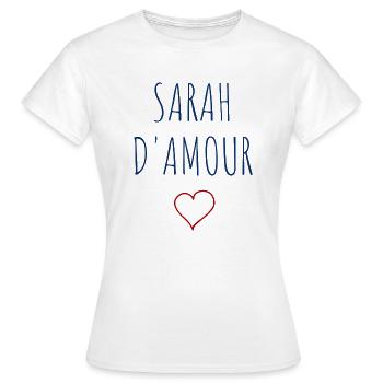 SARAH d'amour - COEUR - T-shirt Femme - blanc - Devant - AI Model Female 172 dark (172cm)