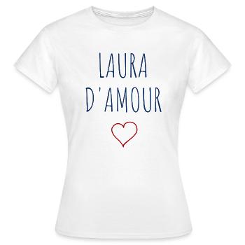 LAURA d'amour - COEUR - T-shirt Femme - blanc - Devant - AI Model Female 172 dark (172cm)
