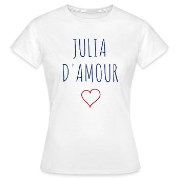 JULIA D'AMOUR - COEUR - T-shirt Femme - blanc - Devant - AI Model Female 172 dark (172cm)