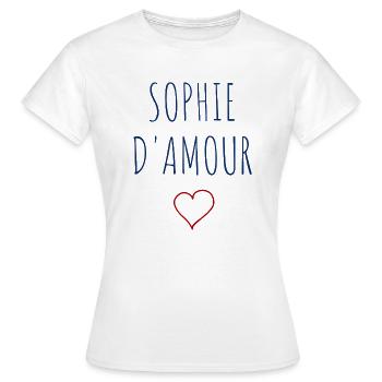 SOPHIE D'AMOUR - COEUR - T-shirt Femme - blanc - Devant - AI Model Female 172 dark (172cm)