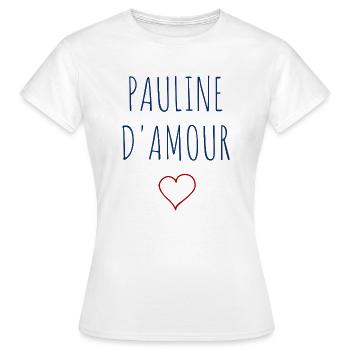 PAULINE D'AMOUR - COEUR - T-shirt Femme - blanc - Devant - AI Model Female 172 dark (172cm)