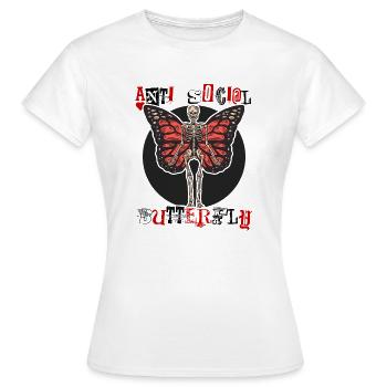 Anti-social butterfly | antisocial anti sayings - Women's T-Shirt - white - Front - AI Model Female 172 dark (172cm)