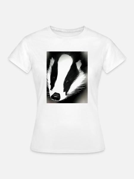 Dachs coole Porträtzeichnung - Frauen T-Shirt - Weiß