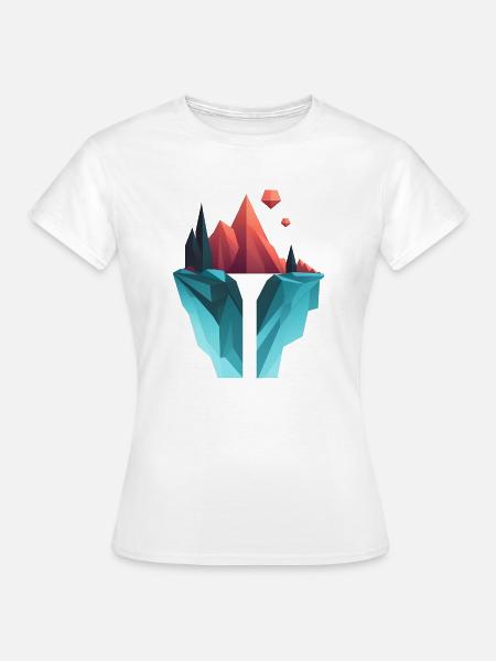 Low Poly Waterfall - Frauen T-Shirt - Weiß