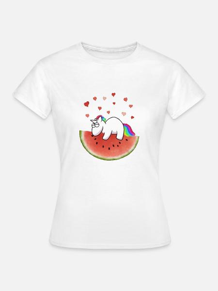 Licorne sur pastèque - T-shirt Femme - blanc