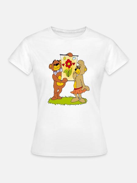 Zwei verliebte Teddybären - Frauen T-Shirt - Weiß