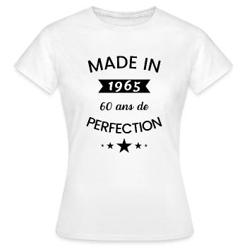 Né en 1965 humour anniversaire 60 ans - T-shirt Femme - blanc - Devant - AI Model Female 172 dark (172cm)