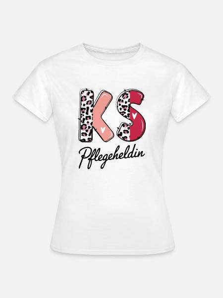 KS Pflegeheldin Herz Leopardmuster - Frauen T-Shirt - Weiß