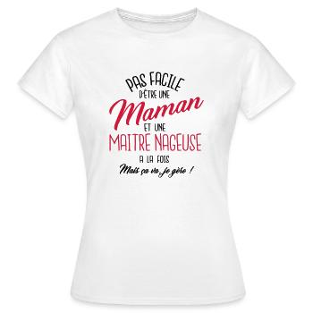 Maman et maitre-nageuse - T-shirt Femme - blanc - Devant - AI Model Female 172 dark (172cm)